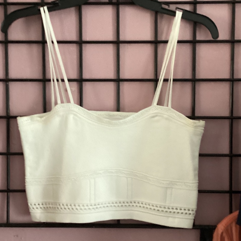 ba&sh Cream Spaghetti Strap Crop Camisole